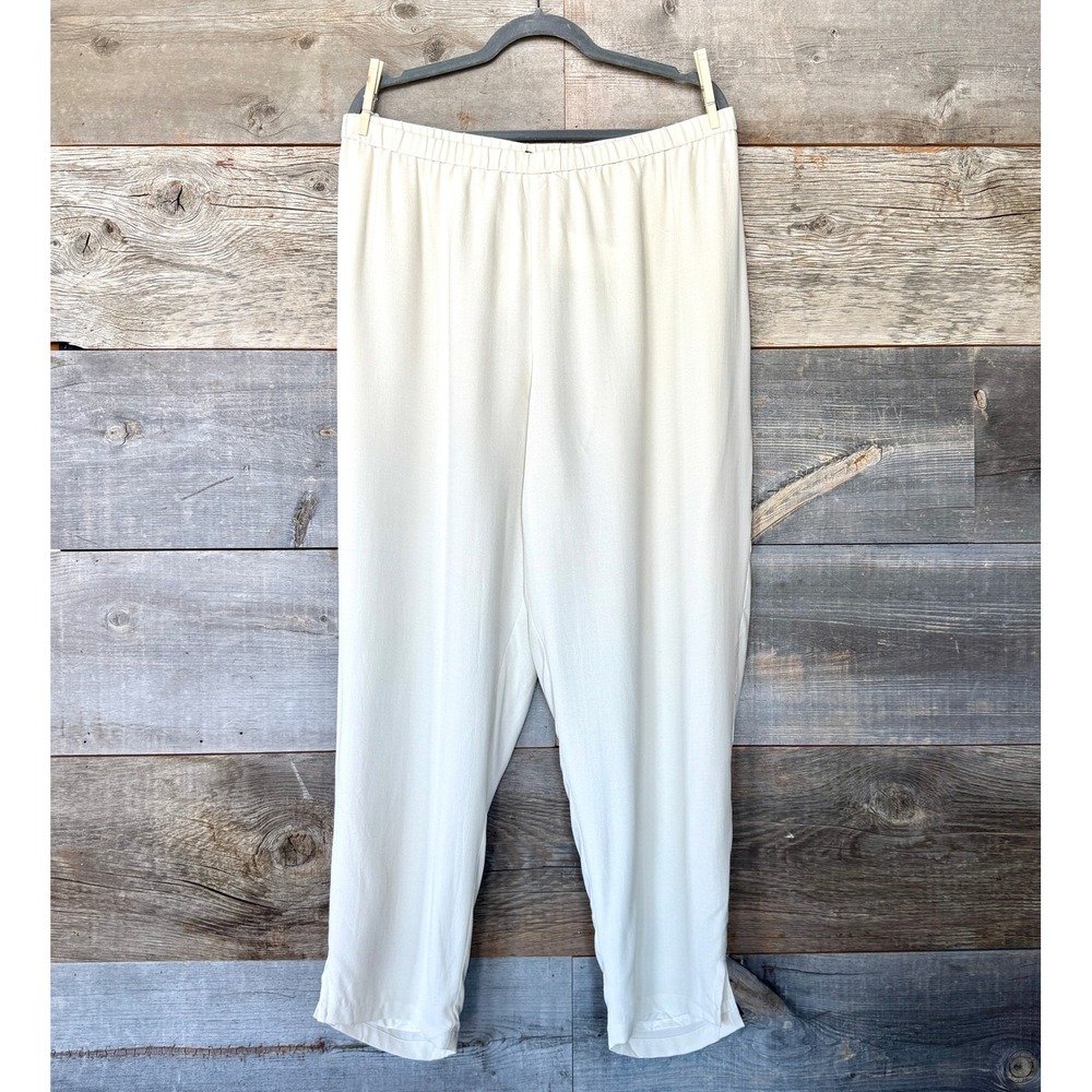 Eileen Fisher NWT Silk Georgette Crepe Tapered Pant XL Bone Quiet Luxury Coastal